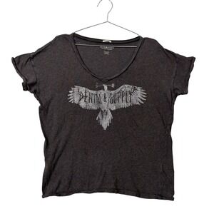 Denim & Supply Ralph Lauren T-Shirt Womens Large Brown Boyfriend Graphic Tee